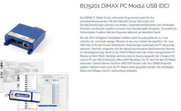 Massoth 8175201 Dimax PC Programmiermodul