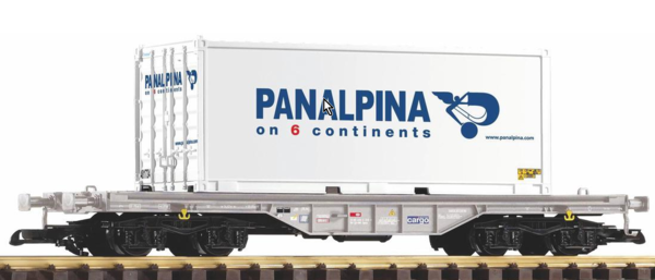 Piko--37721 Flachwagen + Container Panalpina weiss