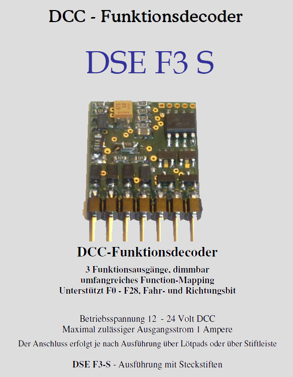 Dietz--DSE-F3-S  Funktionsdecoder 3kanalig mit Steckversion