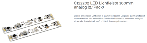 Massoth--8122202  LED Lichtleiste analog 100mm analog (2/Pack)