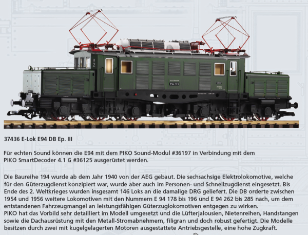 Piko--37436  E-Lok BR E 94,
