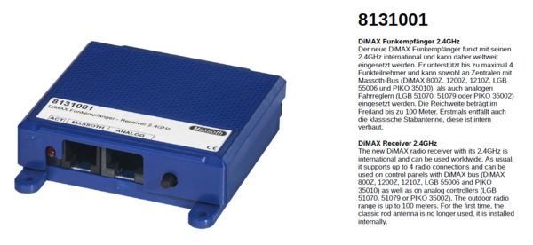 Massoth--8136501 Dimax Digitalzentrale & Navigator, Startset Funk inkl. Netzteil, auf Anfrager