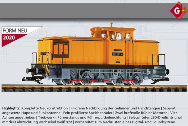 Piko--37590-[40J-FM] Diesellok BR 106 DR orange, 4-achsig, analog, Abholartikel